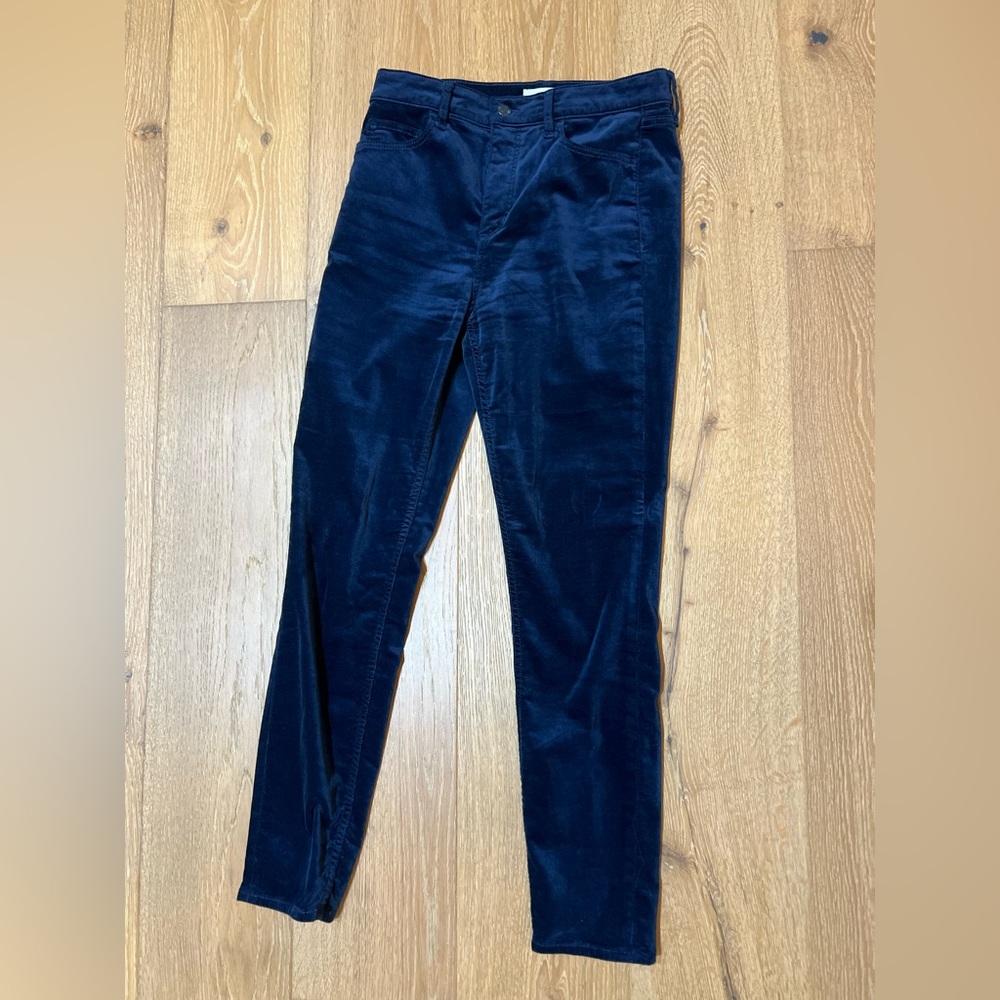 Loft velvet deep blue skinny pants.